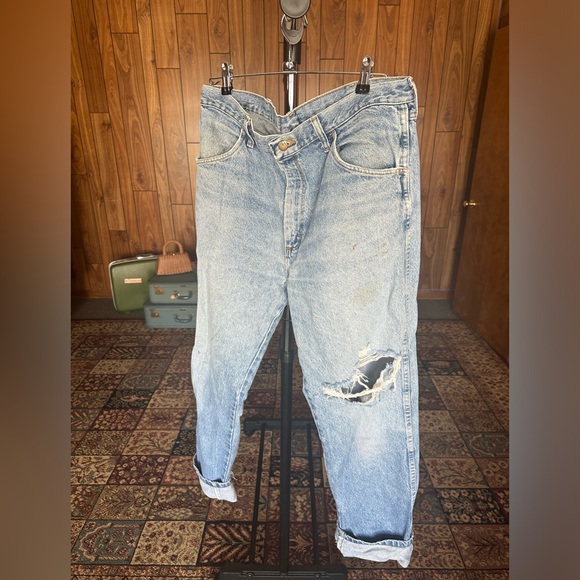 Rustler Jeans - Distressed Knee, Baggy Dad Jeans, Long Length 100% Cotton! - Picture 5 of 10